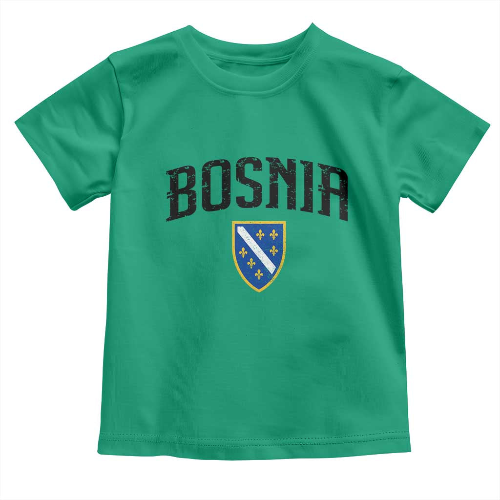 Vintage Bosnia Coat of Arms Minimalist Toddler T Shirt Golden Lily Heritage Shield Graphic