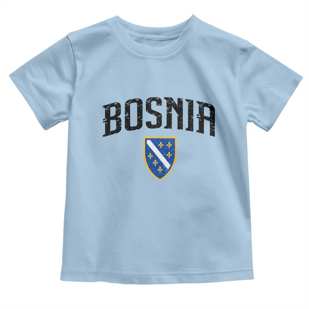 Vintage Bosnia Coat of Arms Minimalist Toddler T Shirt Golden Lily Heritage Shield Graphic