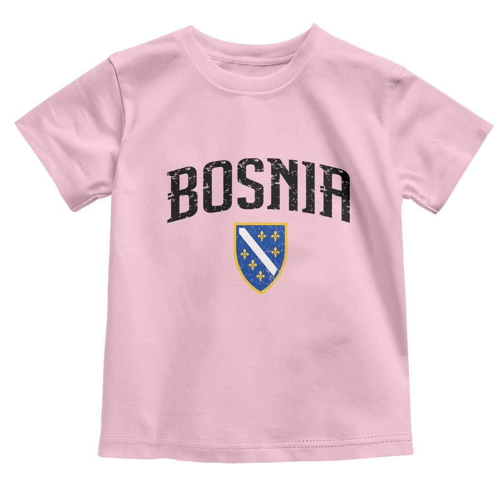 Vintage Bosnia Coat of Arms Minimalist Toddler T Shirt Golden Lily Heritage Shield Graphic