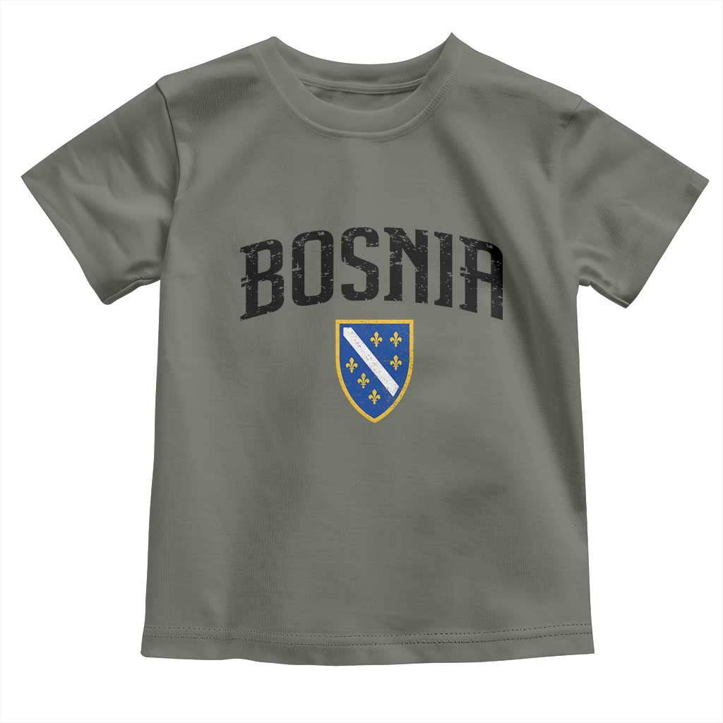 Vintage Bosnia Coat of Arms Minimalist Toddler T Shirt Golden Lily Heritage Shield Graphic