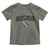 Vintage Bosnia Coat of Arms Minimalist Toddler T Shirt Golden Lily Heritage Shield Graphic