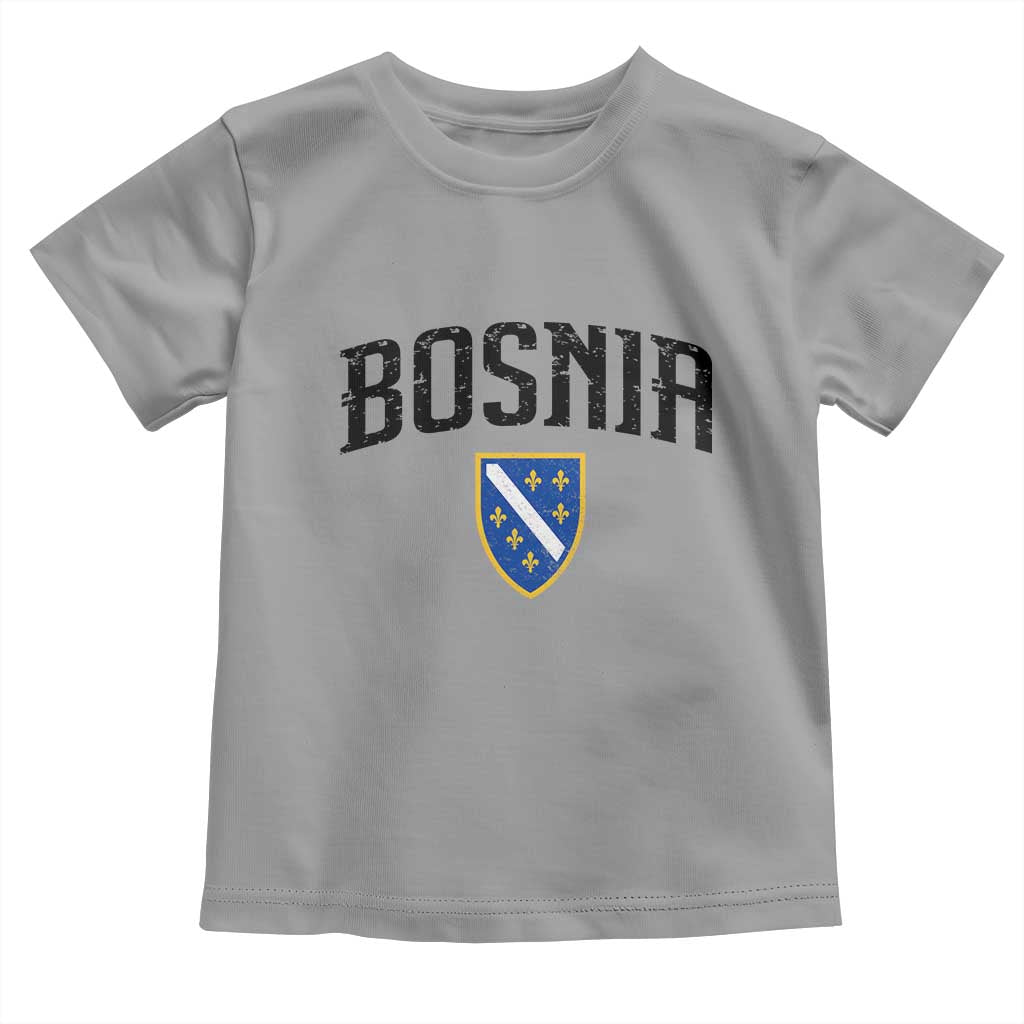Vintage Bosnia Coat of Arms Minimalist Toddler T Shirt Golden Lily Heritage Shield Graphic