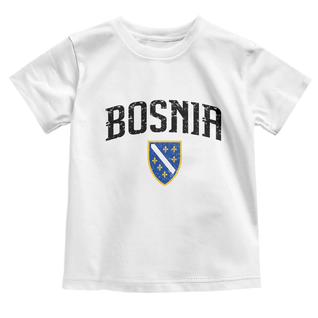 Vintage Bosnia Coat of Arms Minimalist Toddler T Shirt Golden Lily Heritage Shield Graphic