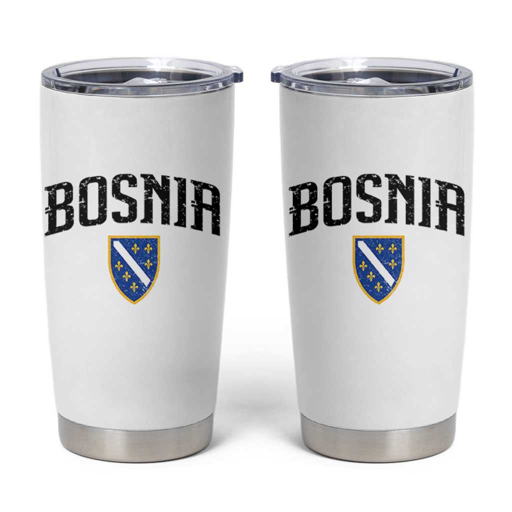 Vintage Bosnia Coat of Arms Minimalist Tumbler Cup Golden Lily Heritage Shield Graphic