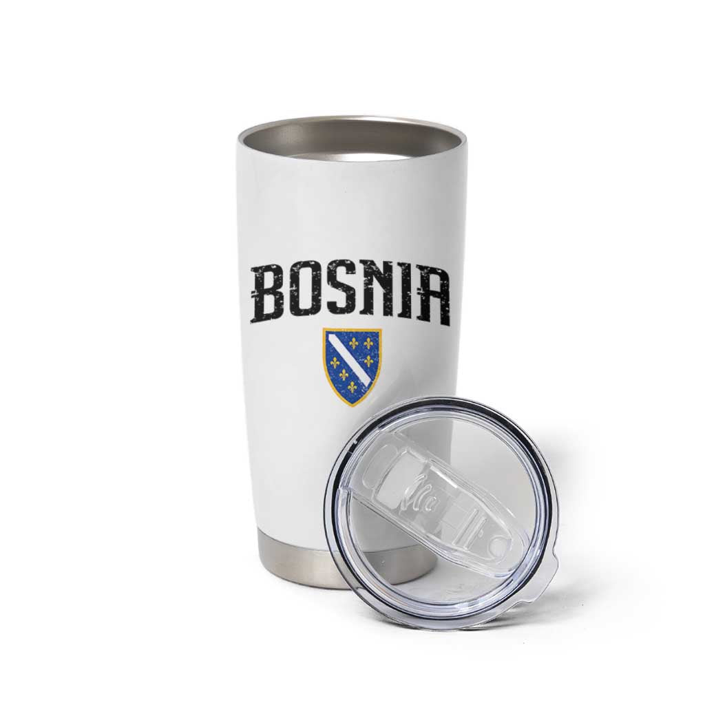 Vintage Bosnia Coat of Arms Minimalist Tumbler Cup Golden Lily Heritage Shield Graphic