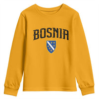 Vintage Bosnia Coat of Arms Minimalist Youth Sweatshirt Golden Lily Heritage Shield Graphic
