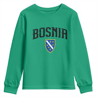 Vintage Bosnia Coat of Arms Minimalist Youth Sweatshirt Golden Lily Heritage Shield Graphic