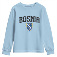 Vintage Bosnia Coat of Arms Minimalist Youth Sweatshirt Golden Lily Heritage Shield Graphic