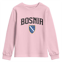 Vintage Bosnia Coat of Arms Minimalist Youth Sweatshirt Golden Lily Heritage Shield Graphic