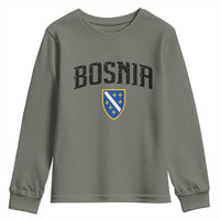 Vintage Bosnia Coat of Arms Minimalist Youth Sweatshirt Golden Lily Heritage Shield Graphic