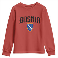 Vintage Bosnia Coat of Arms Minimalist Youth Sweatshirt Golden Lily Heritage Shield Graphic