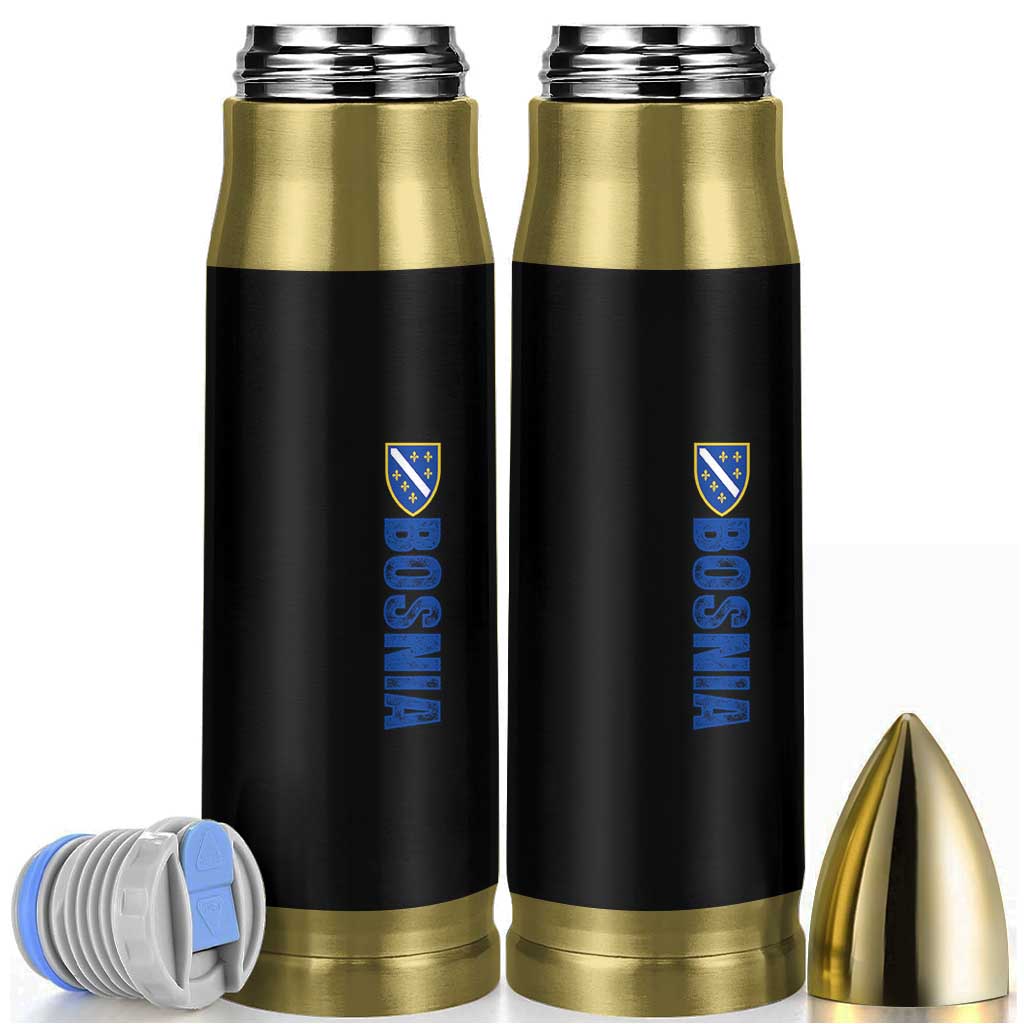 Bosnia Typography Coat of Arms Bullet Tumbler Golden Lily Shield Modern Graphic