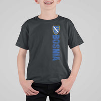 Bosnia Typography Coat of Arms T Shirt For Kid Golden Lily Shield Modern Graphic