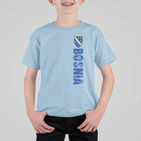Bosnia Typography Coat of Arms T Shirt For Kid Golden Lily Shield Modern Graphic