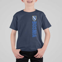 Bosnia Typography Coat of Arms T Shirt For Kid Golden Lily Shield Modern Graphic