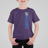Bosnia Typography Coat of Arms T Shirt For Kid Golden Lily Shield Modern Graphic