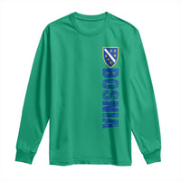Bosnia Typography Coat of Arms Long Sleeve Shirt Golden Lily Shield Modern Graphic