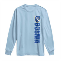 Bosnia Typography Coat of Arms Long Sleeve Shirt Golden Lily Shield Modern Graphic
