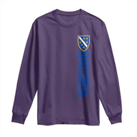 Bosnia Typography Coat of Arms Long Sleeve Shirt Golden Lily Shield Modern Graphic