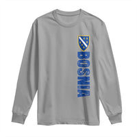 Bosnia Typography Coat of Arms Long Sleeve Shirt Golden Lily Shield Modern Graphic