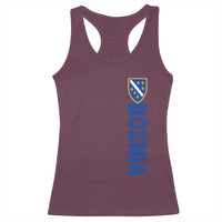 Bosnia Typography Coat of Arms Racerback Tank Top Golden Lily Shield Modern Graphic