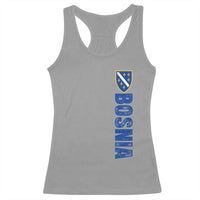 Bosnia Typography Coat of Arms Racerback Tank Top Golden Lily Shield Modern Graphic