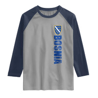 Bosnia Typography Coat of Arms Raglan Shirt Golden Lily Shield Modern Graphic