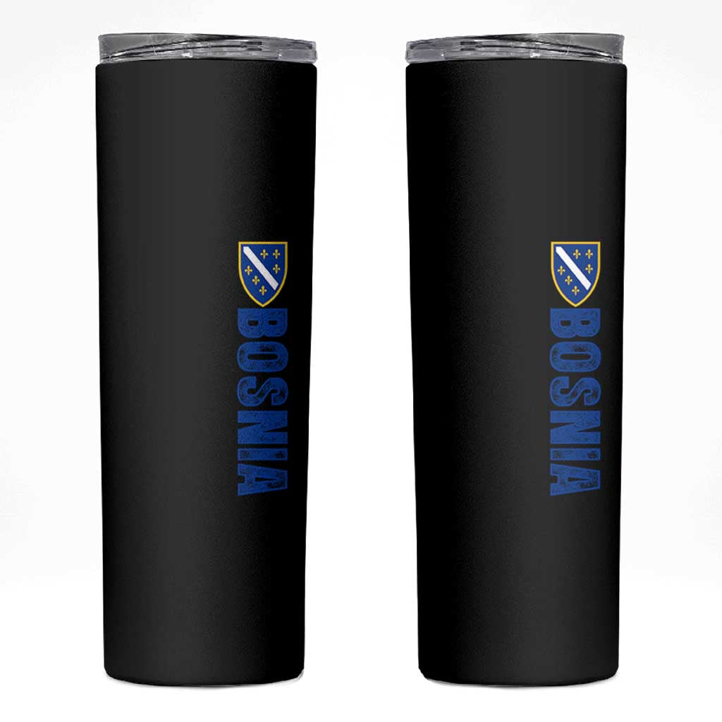 Bosnia Typography Coat of Arms Skinny Tumbler Golden Lily Shield Modern Graphic