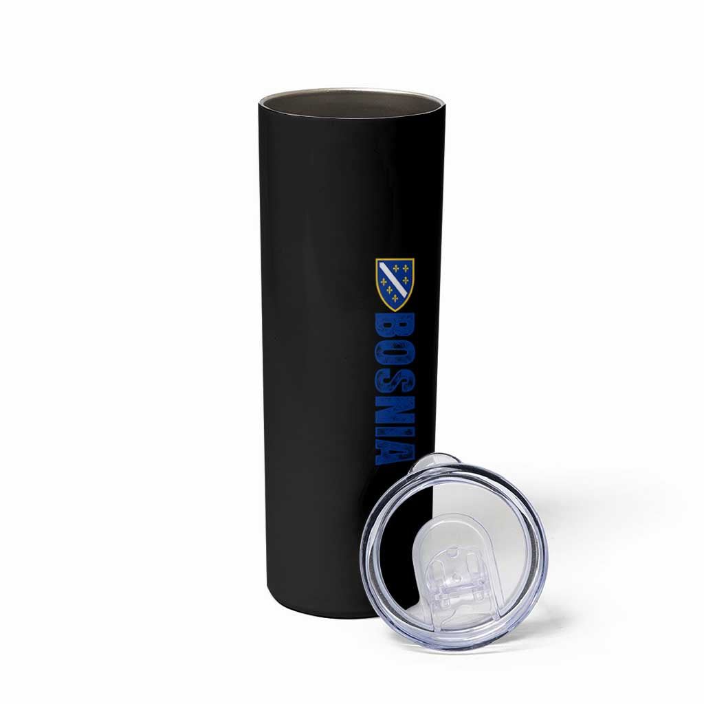 Bosnia Typography Coat of Arms Skinny Tumbler Golden Lily Shield Modern Graphic