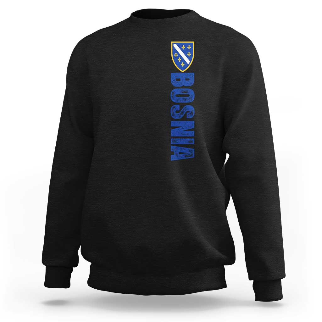 Bosnia Typography Coat of Arms Sweatshirt Golden Lily Shield Modern Graphic