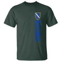 Bosnia Typography Coat of Arms T Shirt Golden Lily Shield Modern Graphic