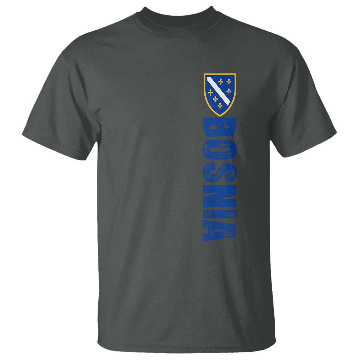 Bosnia Typography Coat of Arms T Shirt Golden Lily Shield Modern Graphic