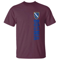Bosnia Typography Coat of Arms T Shirt Golden Lily Shield Modern Graphic