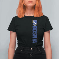 Bosnia Typography Coat of Arms T Shirt For Women Golden Lily Shield Modern Graphic