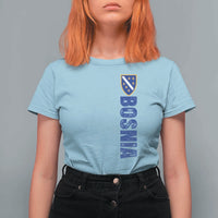 Bosnia Typography Coat of Arms T Shirt For Women Golden Lily Shield Modern Graphic