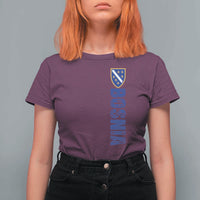 Bosnia Typography Coat of Arms T Shirt For Women Golden Lily Shield Modern Graphic