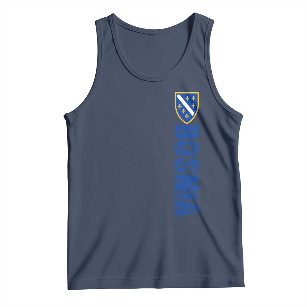 Bosnia Typography Coat of Arms Tank Top Golden Lily Shield Modern Graphic
