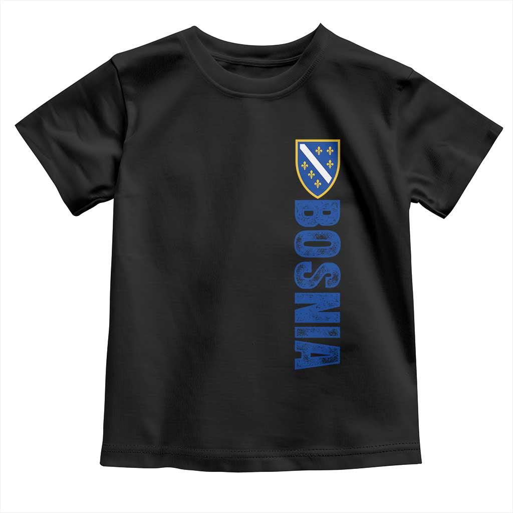 Bosnia Typography Coat of Arms Toddler T Shirt Golden Lily Shield Modern Graphic