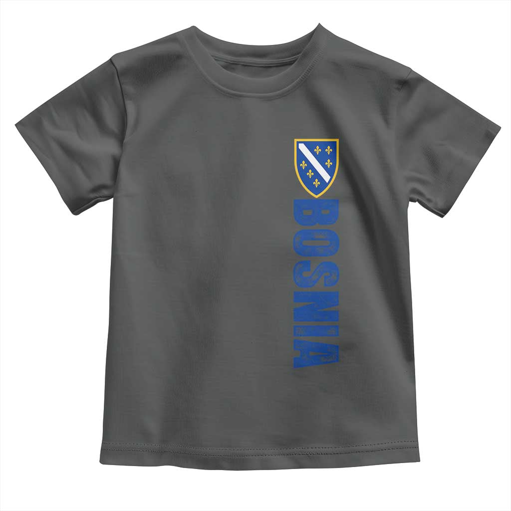 Bosnia Typography Coat of Arms Toddler T Shirt Golden Lily Shield Modern Graphic