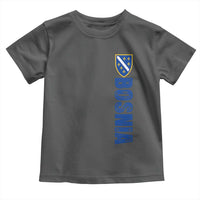 Bosnia Typography Coat of Arms Toddler T Shirt Golden Lily Shield Modern Graphic