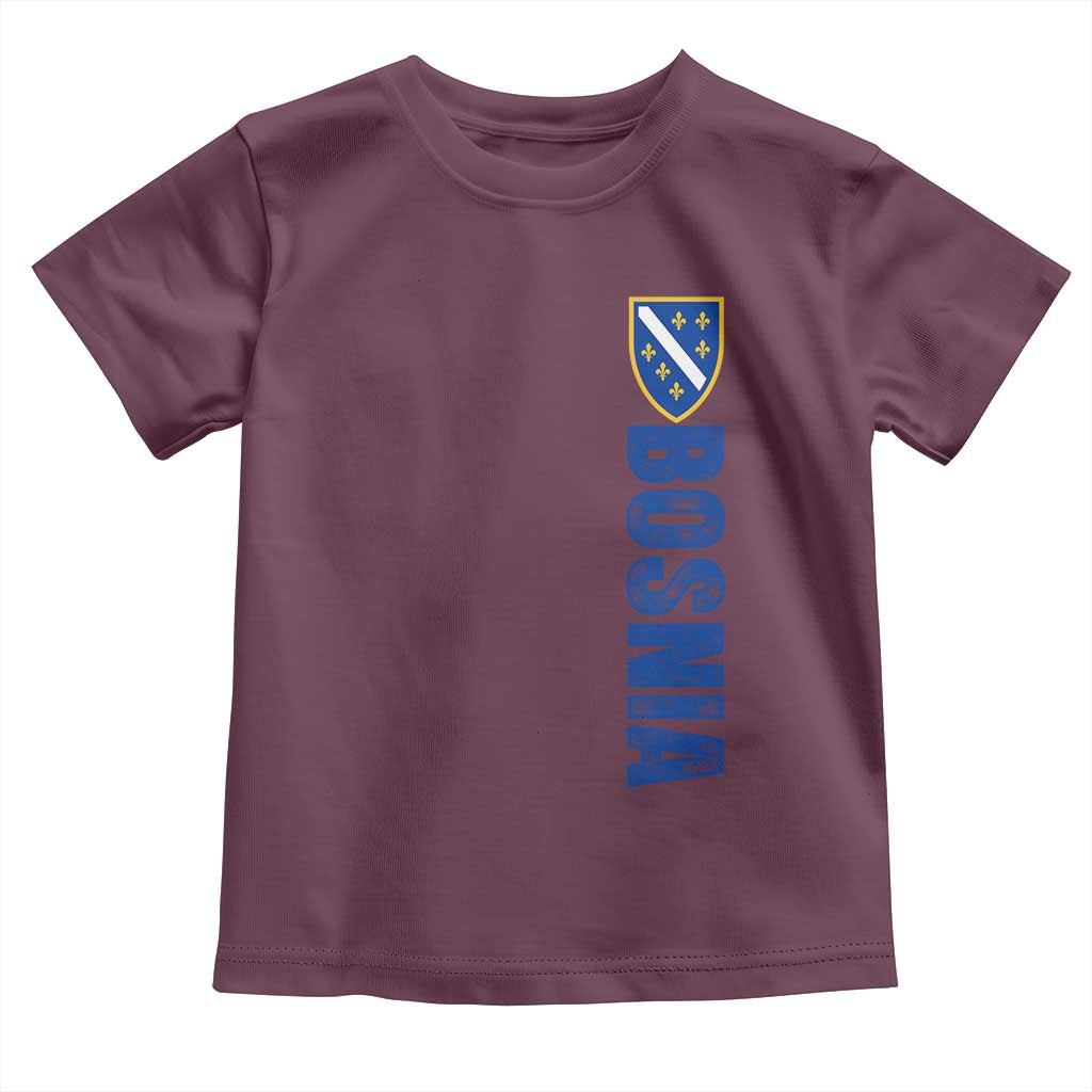 Bosnia Typography Coat of Arms Toddler T Shirt Golden Lily Shield Modern Graphic