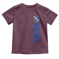 Bosnia Typography Coat of Arms Toddler T Shirt Golden Lily Shield Modern Graphic