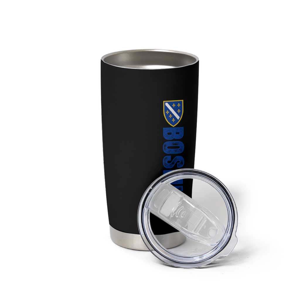 Bosnia Typography Coat of Arms Tumbler Cup Golden Lily Shield Modern Graphic