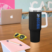 Bosnia Typography Coat of Arms Tumbler With Handle Golden Lily Shield Modern Graphic