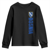 Bosnia Typography Coat of Arms Youth Sweatshirt Golden Lily Shield Modern Graphic
