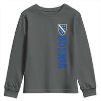 Bosnia Typography Coat of Arms Youth Sweatshirt Golden Lily Shield Modern Graphic