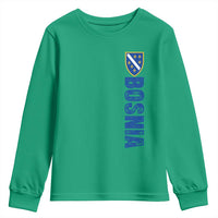 Bosnia Typography Coat of Arms Youth Sweatshirt Golden Lily Shield Modern Graphic