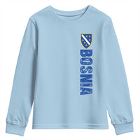 Bosnia Typography Coat of Arms Youth Sweatshirt Golden Lily Shield Modern Graphic