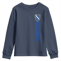 Bosnia Typography Coat of Arms Youth Sweatshirt Golden Lily Shield Modern Graphic