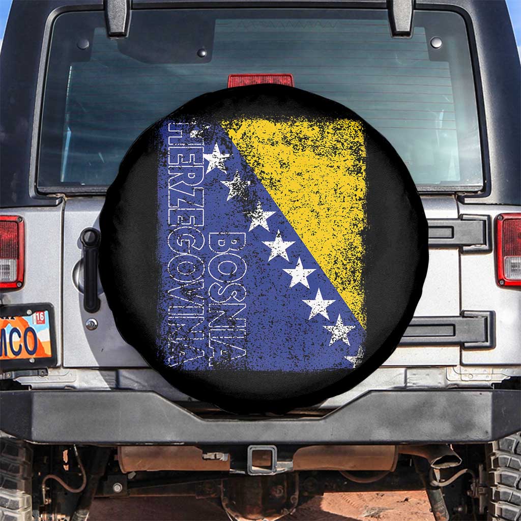 Vintage Grunge Bosnia Herzegovina National Flag Spare Tire Cover Bosnian Pride Soccer Heritage Sports Fan